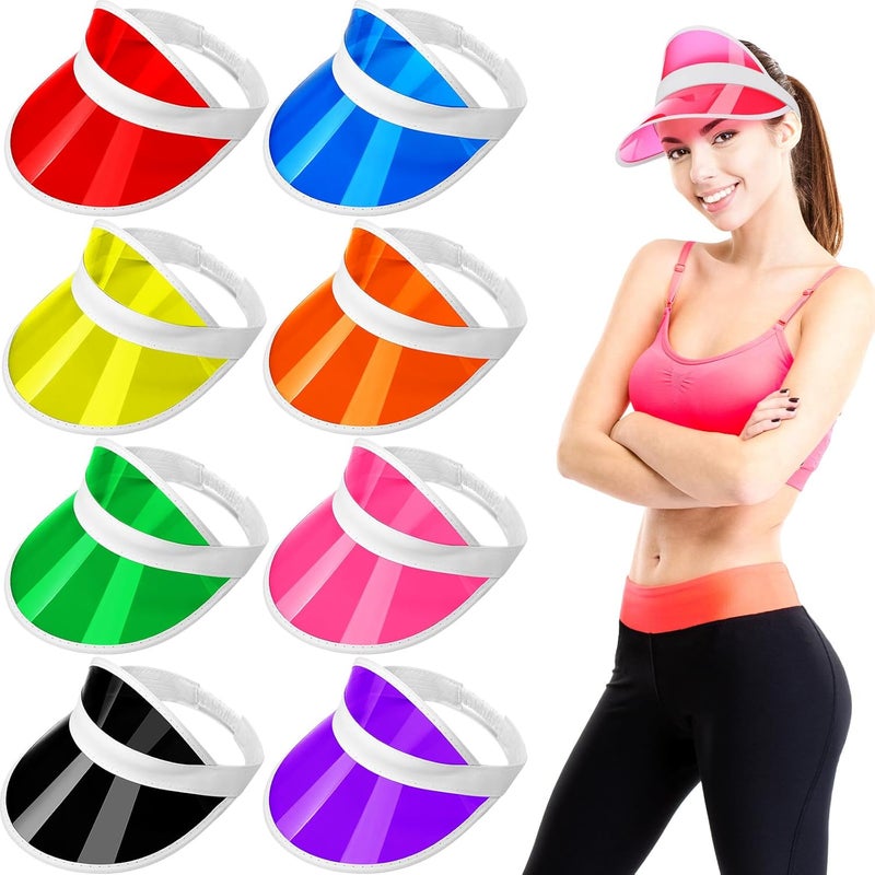 Tarpop 8 Pack Poker Visors Bulk Plastic Bingo Hat Dealer Casino Visors Clear Beach Sunhat for Women Party Outdoor - Image 1